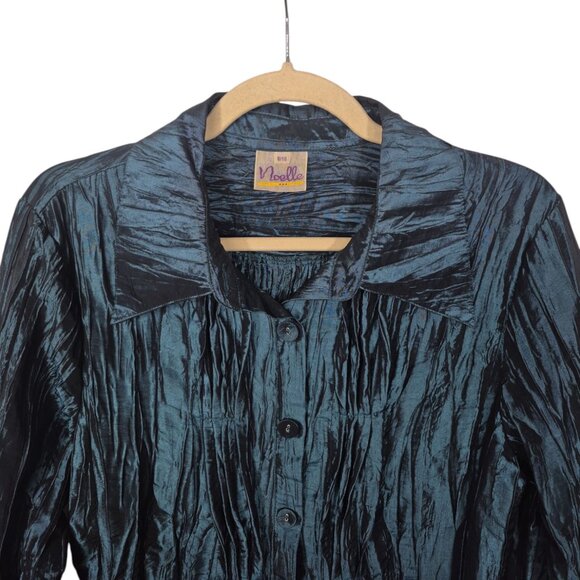 Noelle Womens Jacket Size 8/10 Crinkle Button Front Blazer Event Dressy Retro - Picture 3 of 5